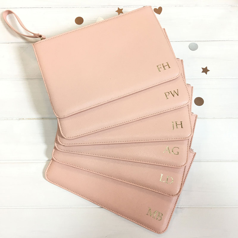 Pink Monogrammed Bridesmaid Clutch Bags